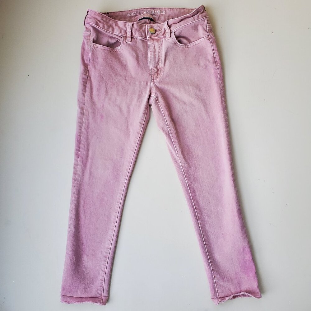 Bubblegum pink distressed frayed jeans _ $0 Add On__